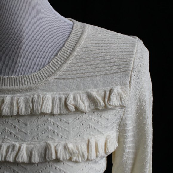 Maison Jules Ivory Ruffled Sweater - Picture 3 of 7